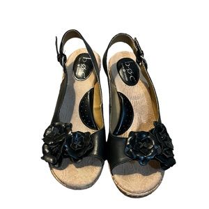 Boc Wedge leather shoes with flower detail